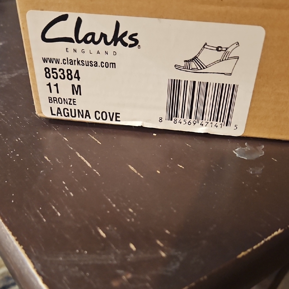 Clarks Bronze Wedge Sandals